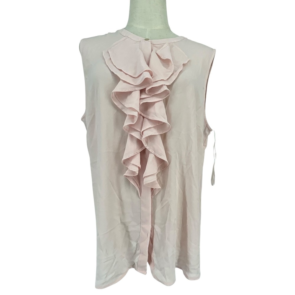 Karl Lagerfeld Paris Pink Sleeveless Ruffle Front Blouse Top ballet‎ pre